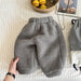 Teddy Joggingbroek - Snuggle Unisex, Bruin/Grijs/Blauw, Katoen Maat 0-6 Jaar-More For Mini