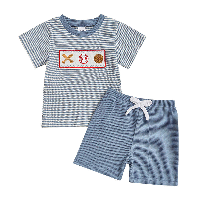 Baseball Stripe Zomerset Baby & Peuter | Gebreid T-shirt & Short | Knit Katoen | 0–3 Jaar | Sportieve Look voor Jongens