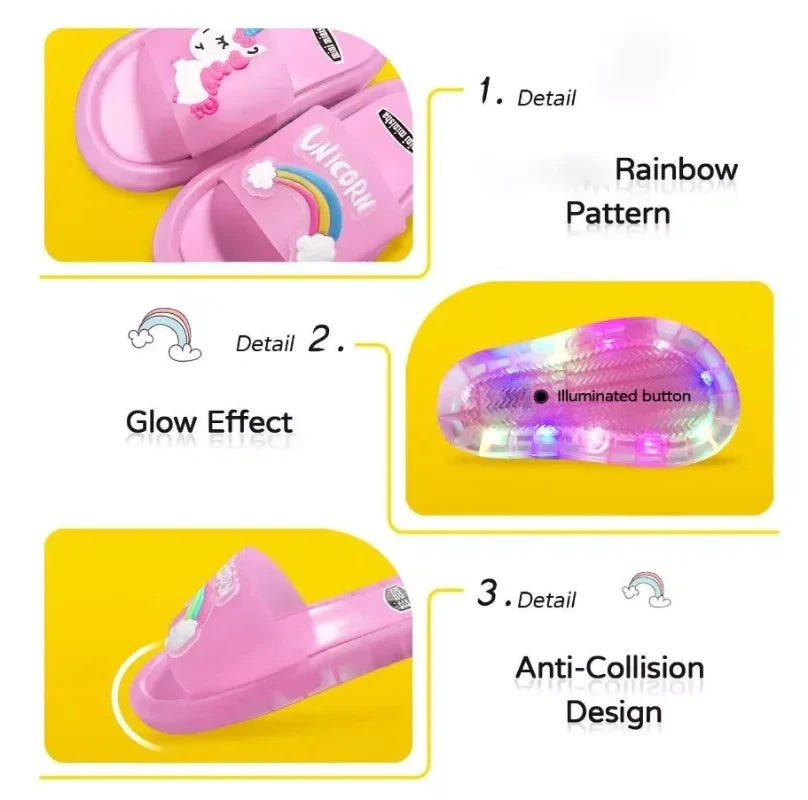 Eenhoorn Slippers met LED Licht voor Kinderen – Speels & Kleurrijk