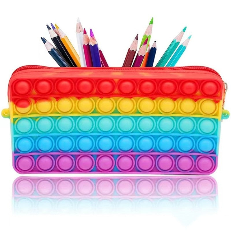 BubbleEase Pop-It Etui voor Kinderen – Siliconen Fidget Etui voor School en Stressvermindering
