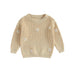 Gebreide Trui met Bloemen – Meisjes, Beige/Groen/Grijs/Paars/Roze, Katoen, Maat 0-6 Jaar-More For Mini