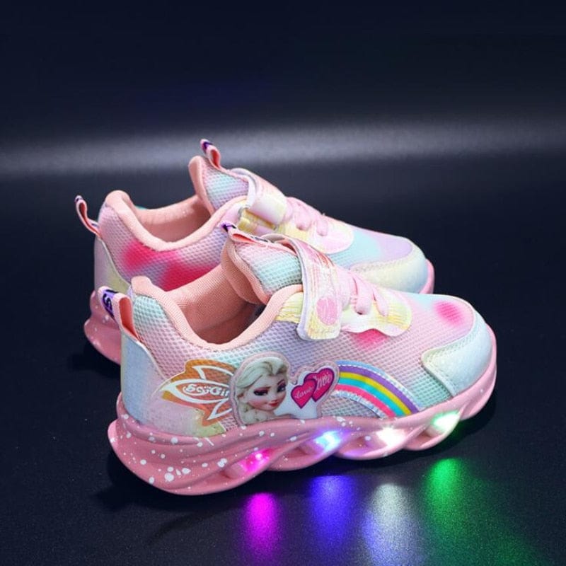 Rainbow Glitter LED Kindersneakers – Oplichtende Zool | Maat 22-35