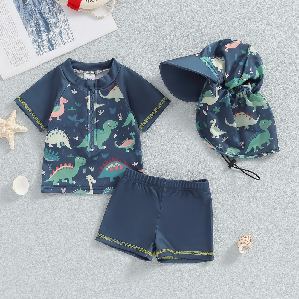 Kinder Zwemset met UV Bescherming – 3-Delig (Shirt, Broek & Zonnehoed) 0–3 Jaar