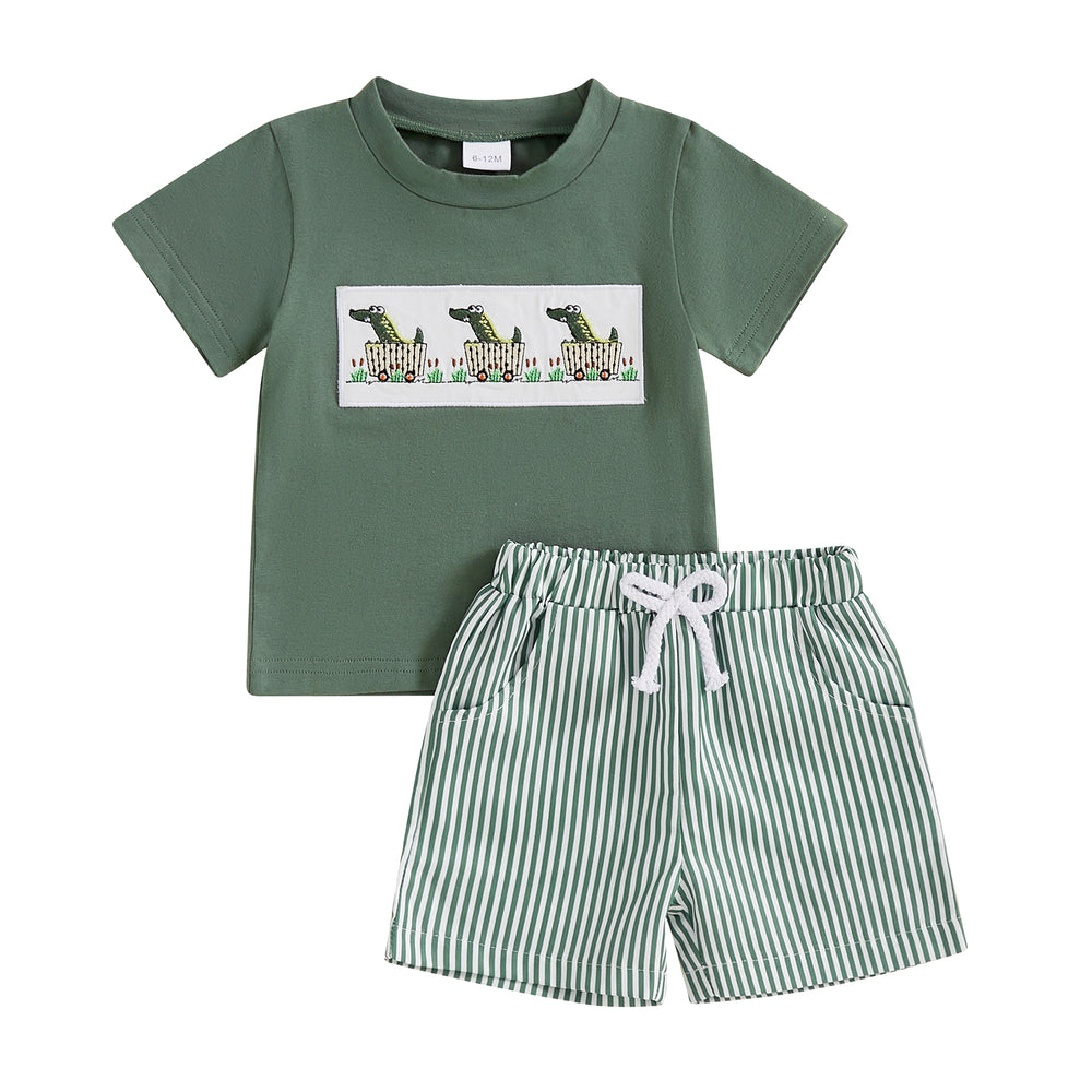 AdventurePrint Zomerset Baby & Peuter | Unisex T-shirt & Gestreepte Short | Zomeroutfit 0-4 Jaar | Katoen & Polyester
