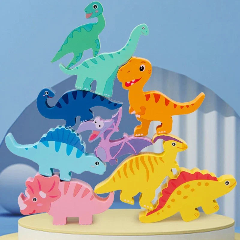 Dinosaurus Stapelspel Kinderen – Houten Balans Speelgoed (3+ Jaar)