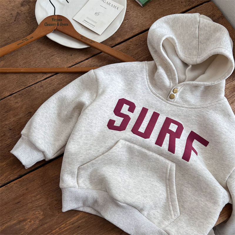 Hoodie - WaveRider Unisex, Groen/Rood/Grijs, Katoen, Maat 0-6 Jaar