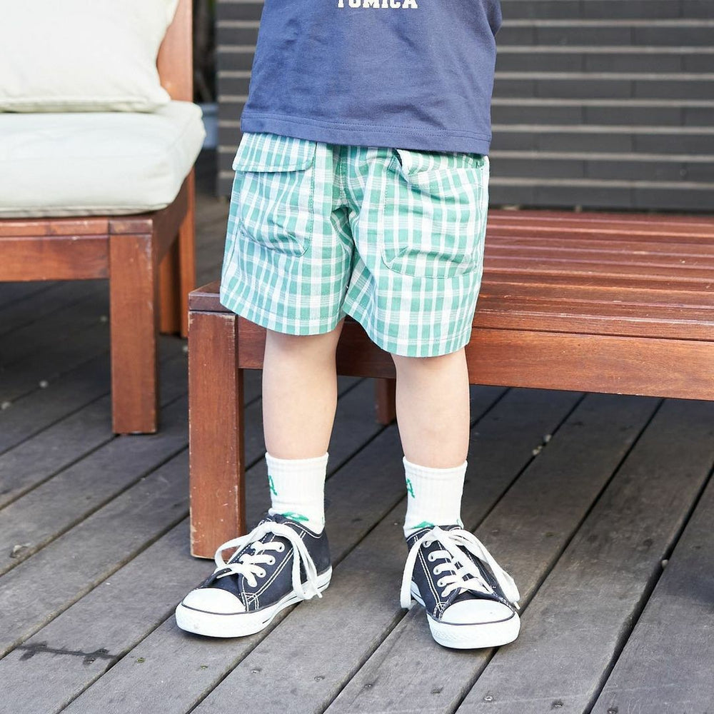 Short - PlaidyPlay Unisex, Groen/Zwart/Oranje/Geel, Katoen, Maat 0-6 Jaar