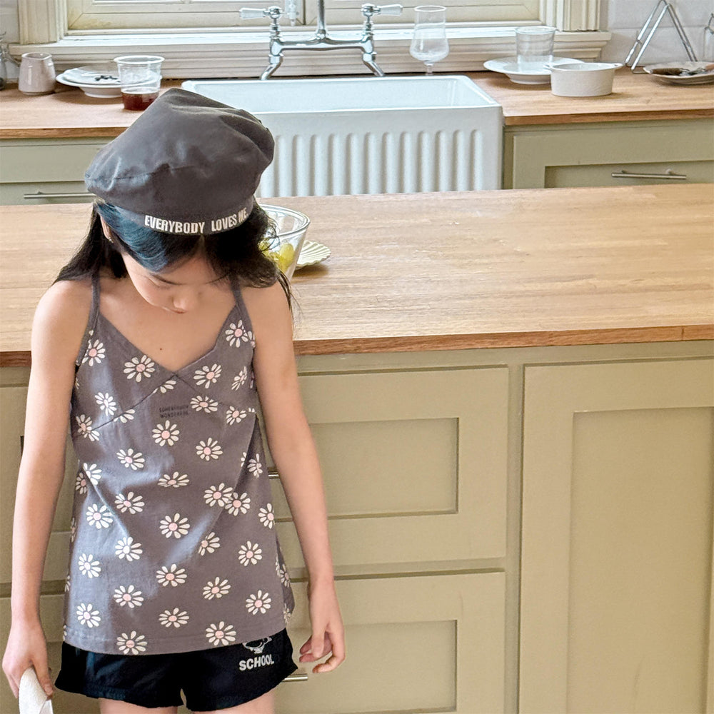 LumiLune Daisy Zomertop Meisje 0–6 Jaar | Bloemenprint Lippenprint Hemdje Katoen met Spaghetti Bandjes