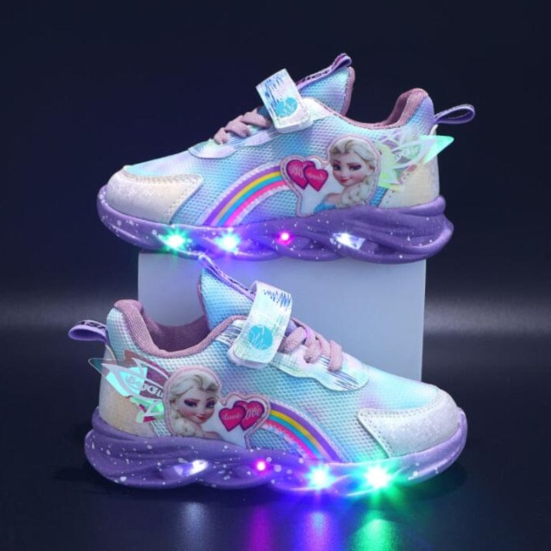 Rainbow Glitter LED Kindersneakers – Oplichtende Zool | Maat 22-35