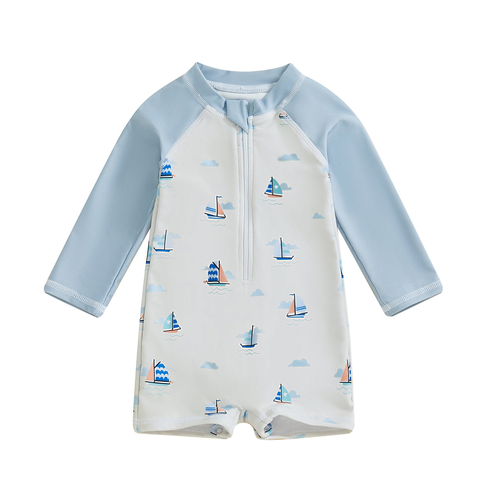 TurtlySafe Zwemromper Baby & Peuter | Lange Mouwen | UV-Bescherming | Schildpad, Palm of Boot Print | 3m-3jr