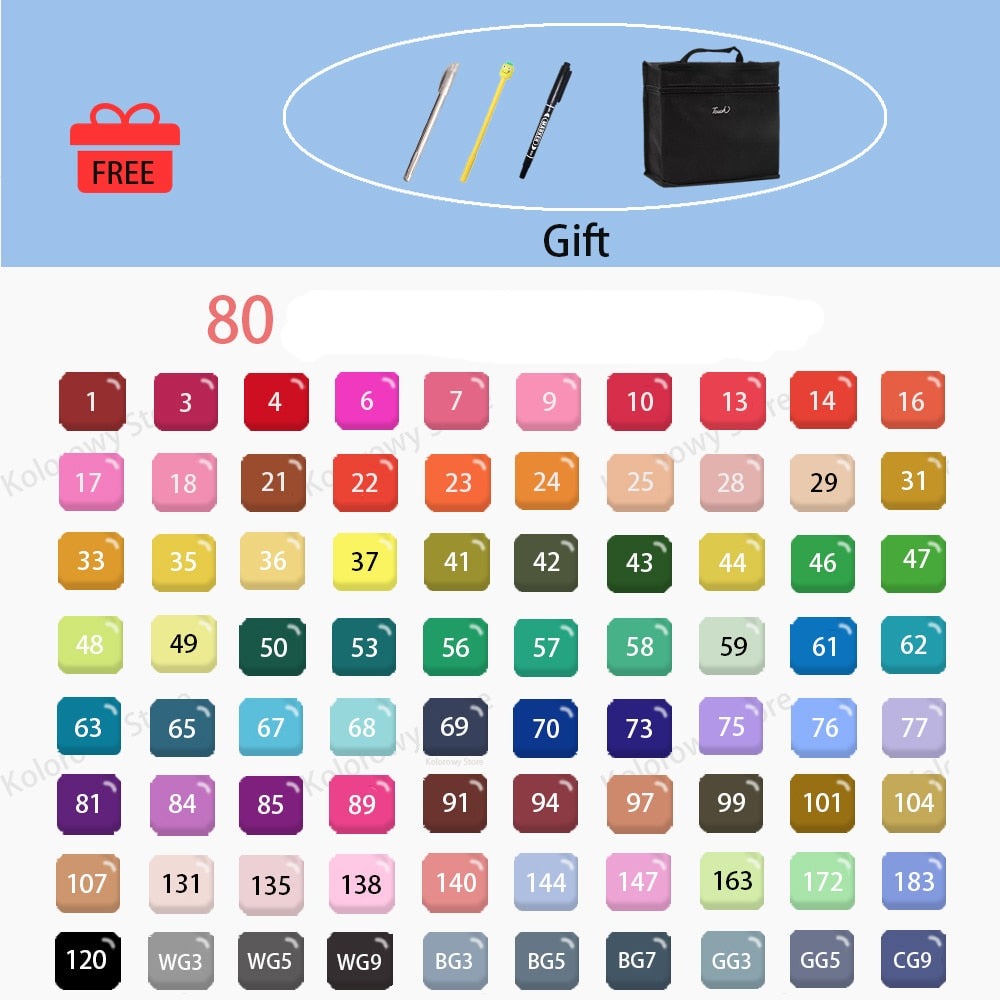 LumaColor Dubbelpunt Markers – Permanente Markers Set met 30-80 Kleuren voor Tekenen, Illustraties & Creatieve Projecten