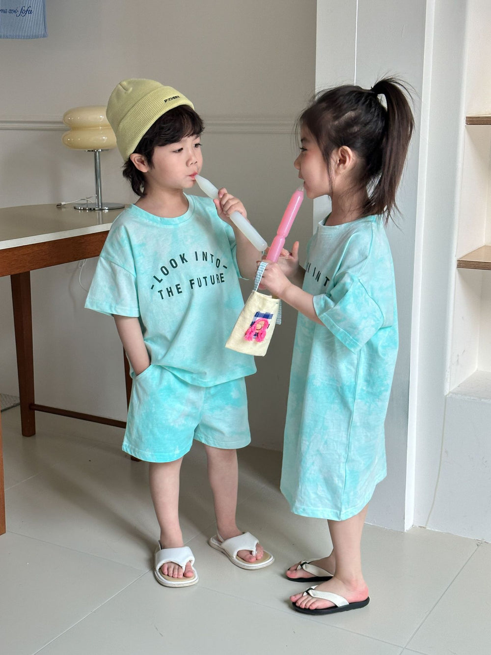 Kledingset met Tie Dye - SkyGlow Unisex, Blauw, Katoen, Maat 0-8 Jaar