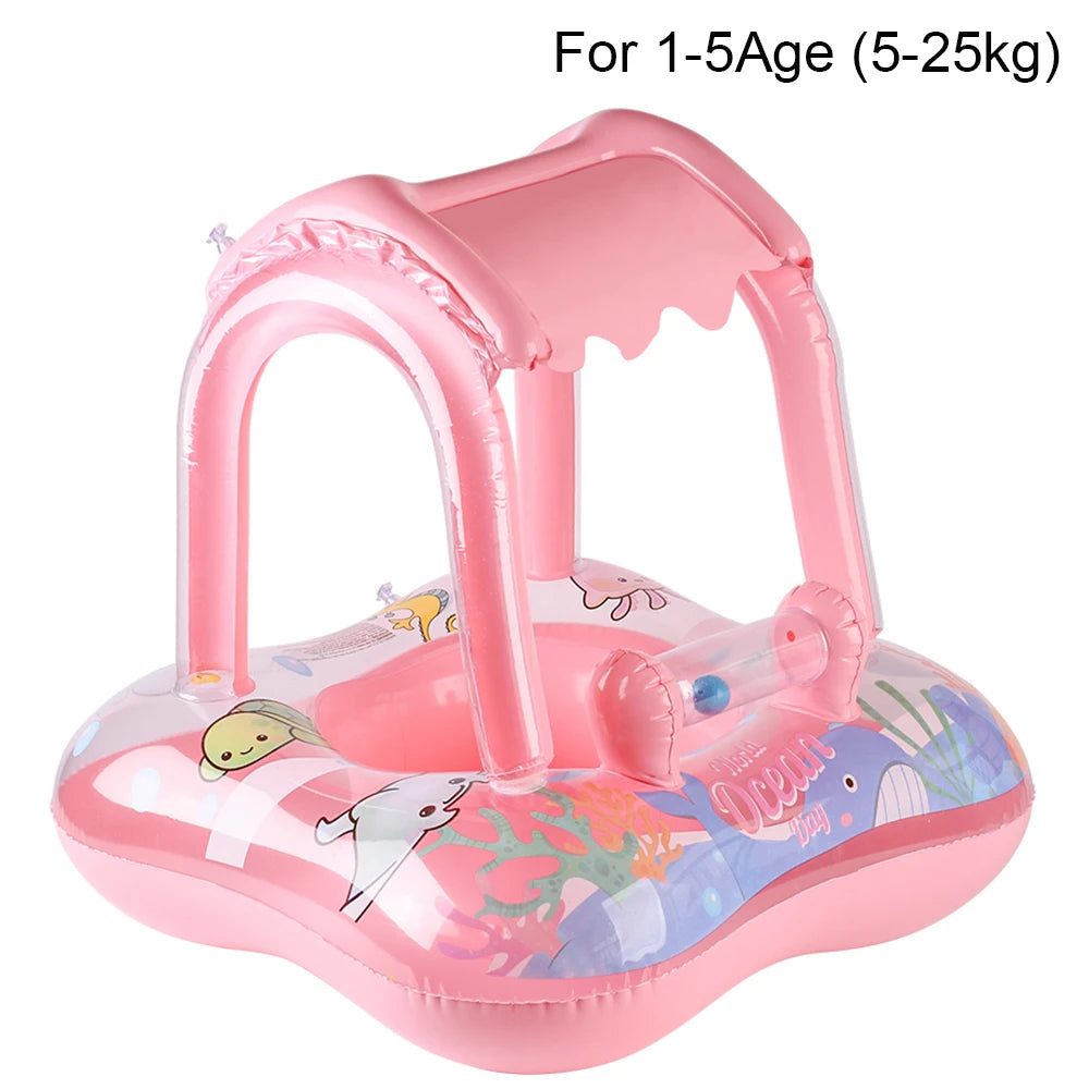 Baby Zwemband met Luifel – Opblaasbare Float met Zonnedak