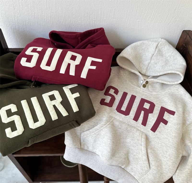 Hoodie - WaveRider Unisex, Groen/Rood/Grijs, Katoen, Maat 0-6 Jaar