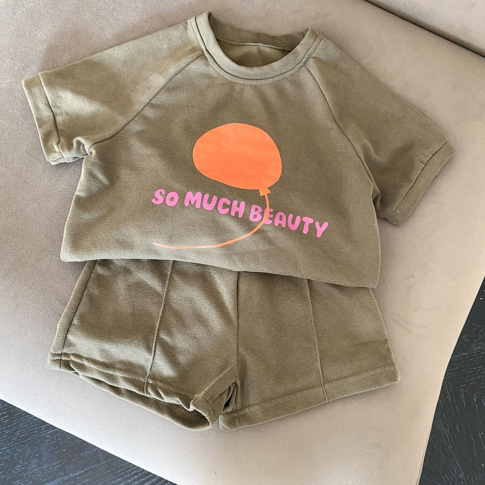 SunPop Zomerset voor Kinderen – Uniseks Shirt & Short met Zonprint | Bonbini Kids | Maat 0–9 Jaar