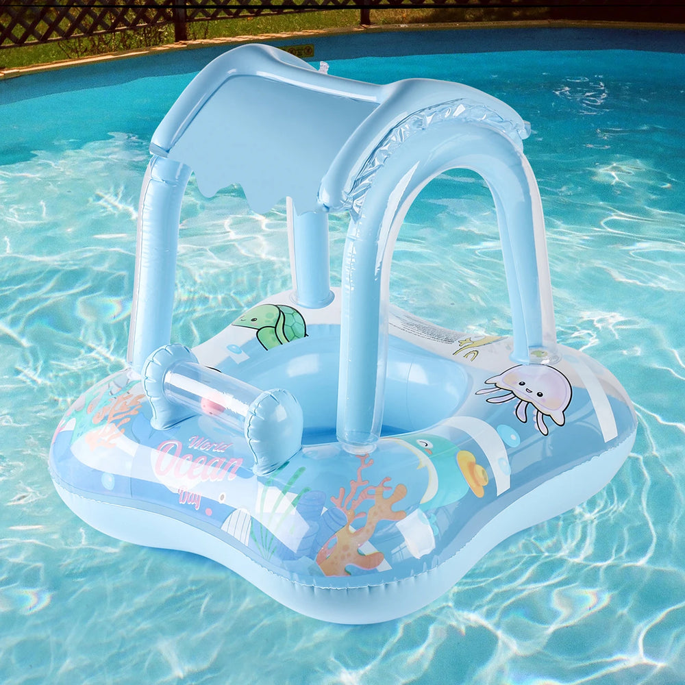 Baby Zwemband met Luifel – Opblaasbare Float met Zonnedak