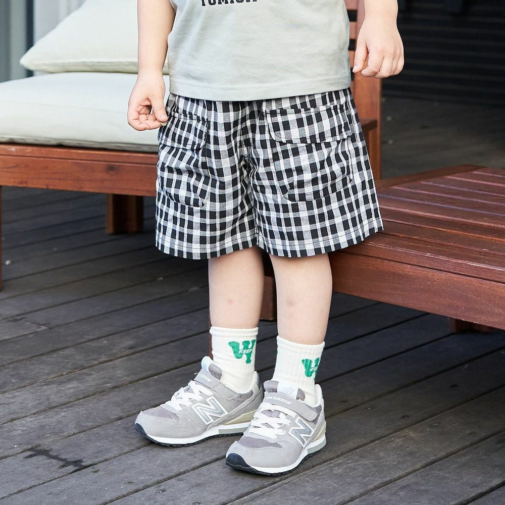 Short - PlaidyPlay Unisex, Groen/Zwart/Oranje/Geel, Katoen, Maat 0-6 Jaar