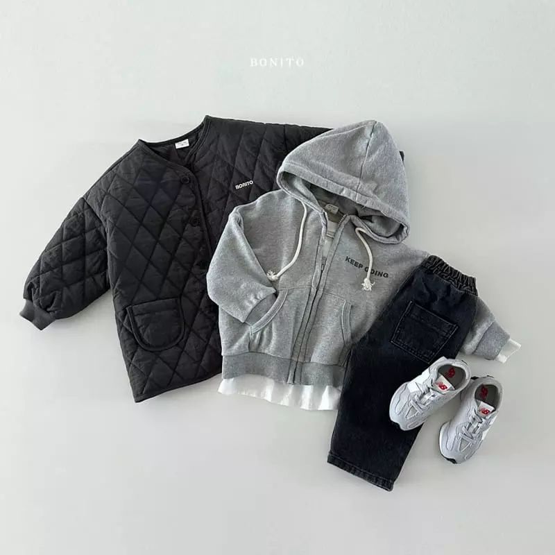 Gewatteerde Jas - Bonito Unisex, Beige/Zwart/Groen, Katoen, Maat 0-4 Jaar