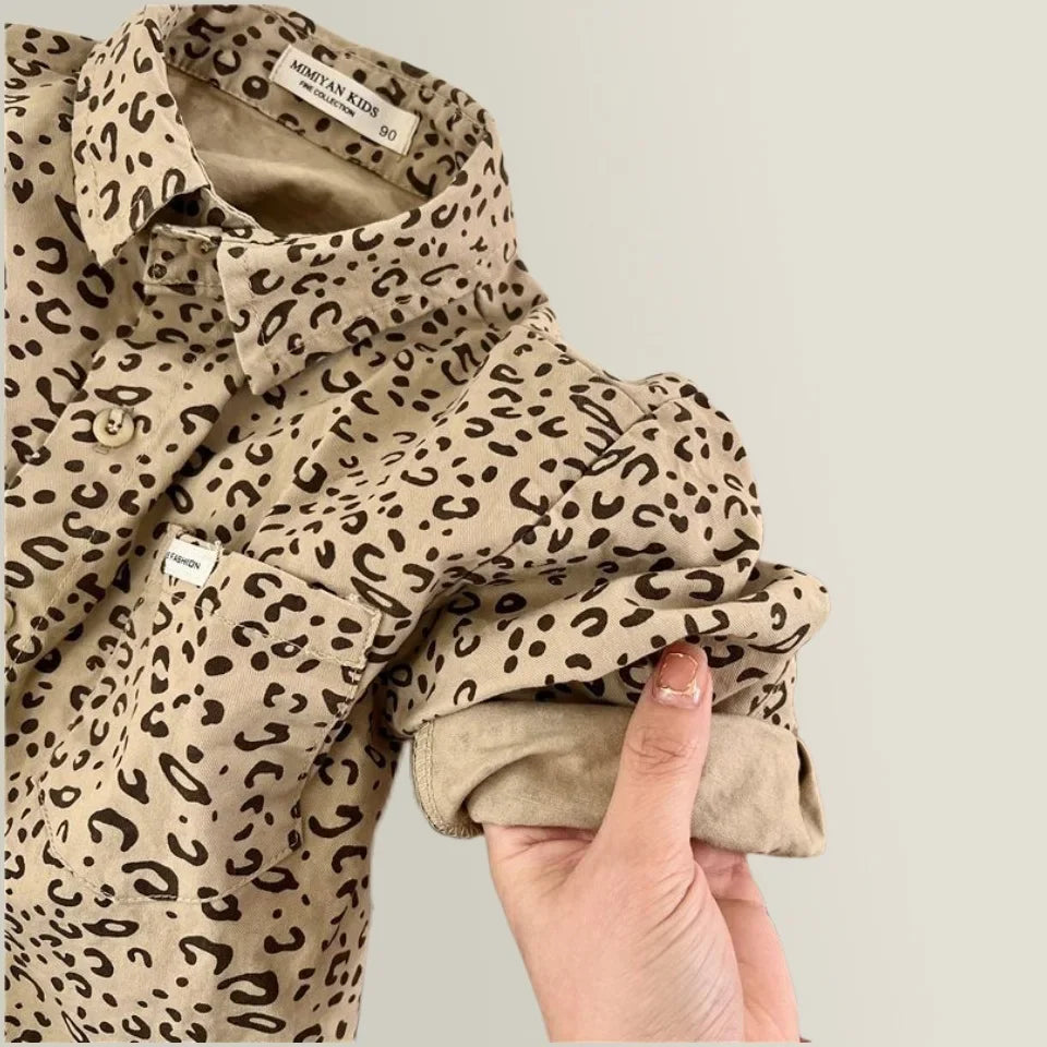 LeopardStyle Kinder Overhemd Unisex | Luipaard Print Shirt van Katoen | 2–10 Jaar | Stoer & Ademend | Casual Kinderblouse