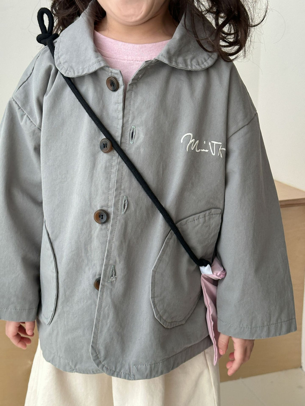 Jas - LittleUrban Unisex, Grijs/Beige, Katoen, Maat 0-8 Jaar