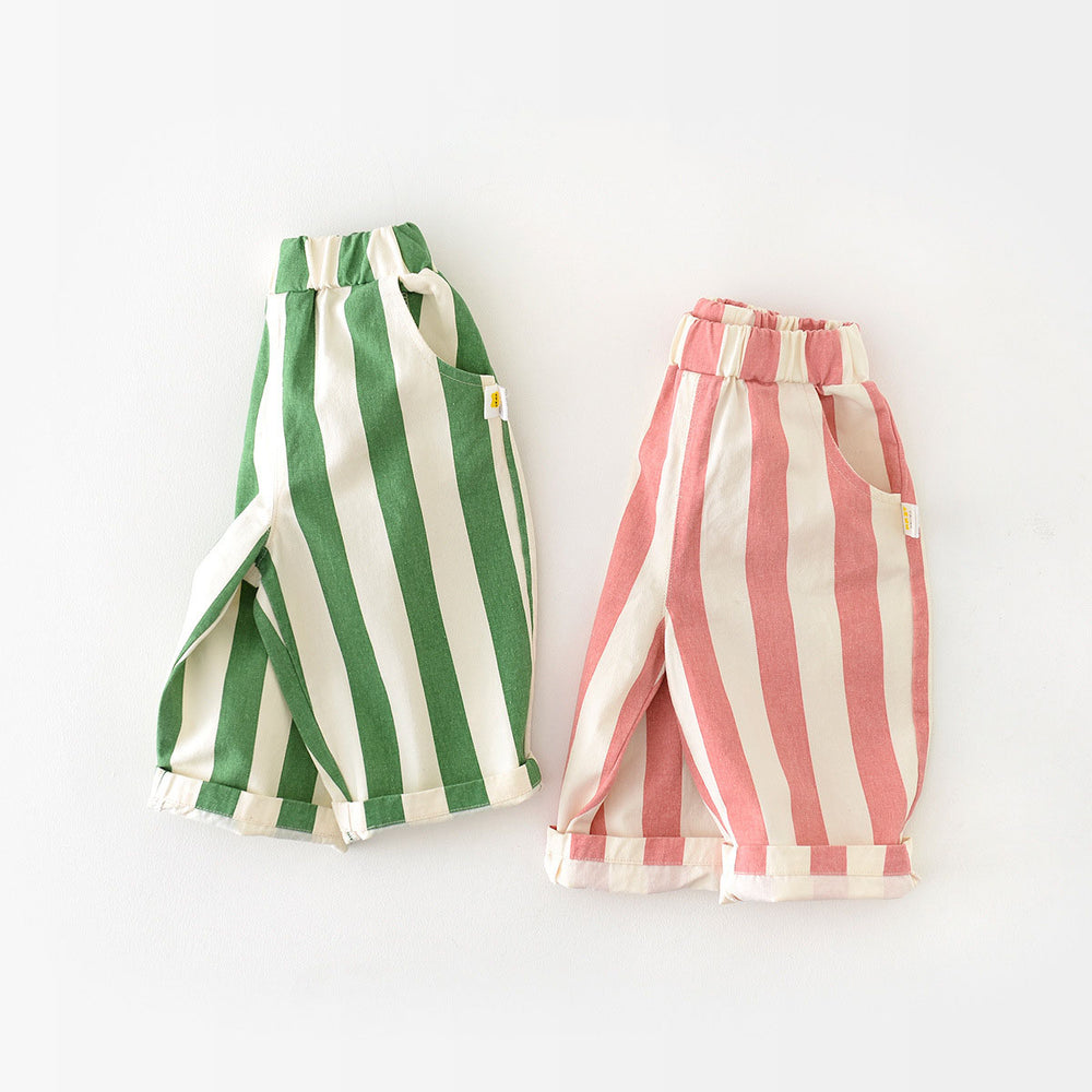 Baby & Peuter Broek Gestreept – Zacht Katoen met Elastische Taille (0–3 Jaar)