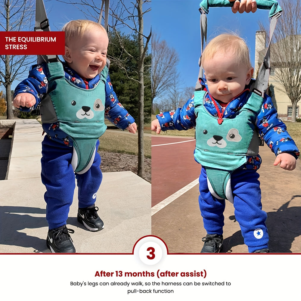 Ergonomische Loopsteun – Kigali Baby, Blauw/Bruin/Roze, Katoen, 9+ Maanden-More For Mini
