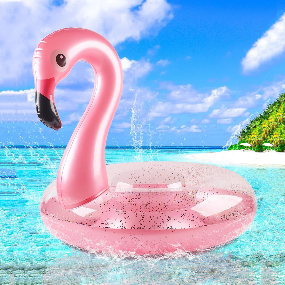 Flamingo Zwemband Glitter – Opblaasbare Pool Float | Strand & Zwembad