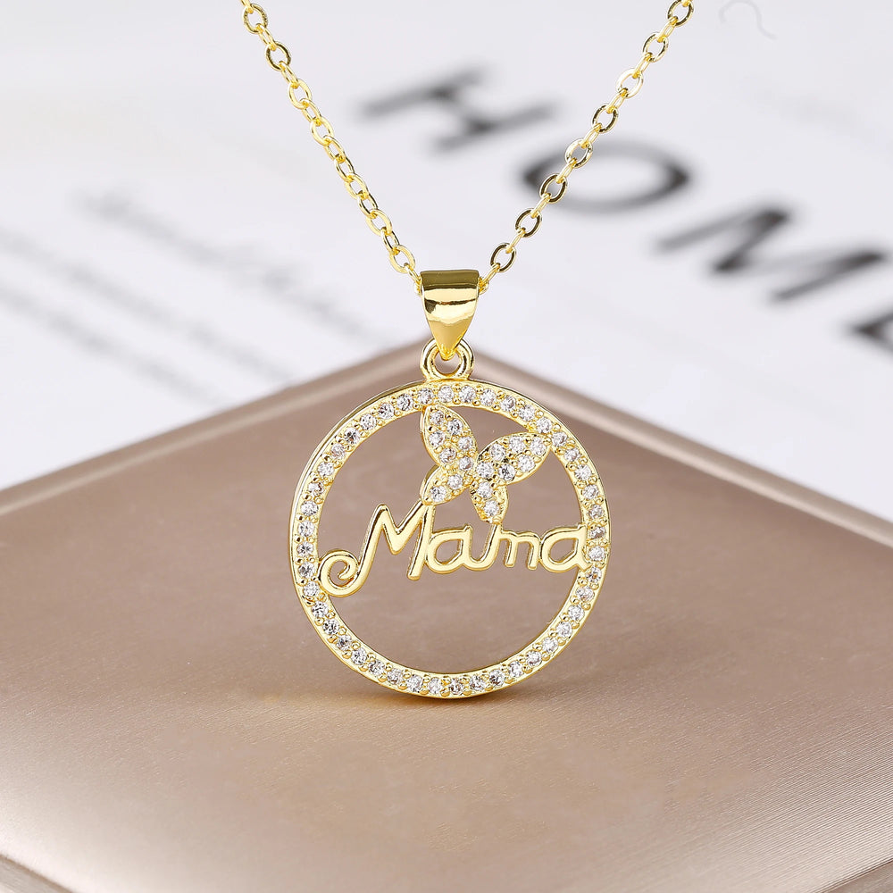 Mama Ketting Goud – Moederdag Hanger met Zirkonia Cadeau voor Moeder