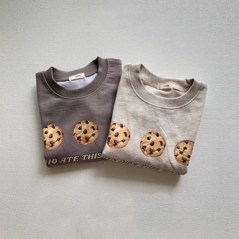 Sweater met Koekjes - Cookiecrew Jongens/Meisjes, Bruin/Grijs, Katoen, Maat 0-5 Jaar