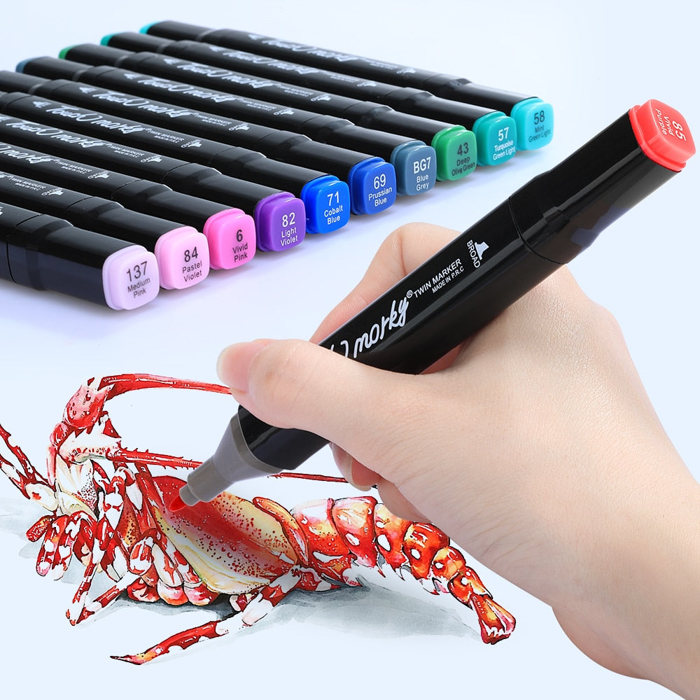 LumaColor Dubbelpunt Markers – Permanente Markers Set met 30-80 Kleuren voor Tekenen, Illustraties & Creatieve Projecten