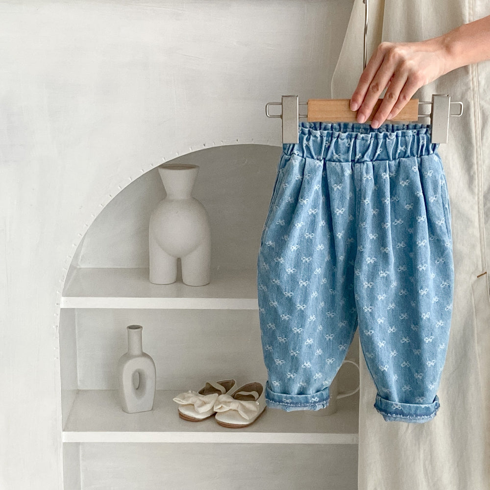 Spijkerbroek met Strikjes - Blossom Meisjes, Blauw, Katoen, Denim, 0-3 Jaar