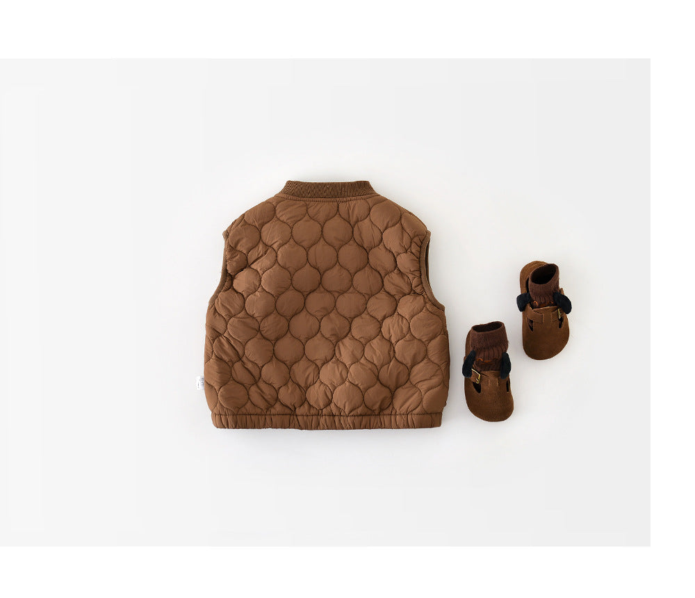 Gewatteerde Bodywarmer - Pape Unisex, Bruin/Beige, Katoen, Maat 0-4 jaar