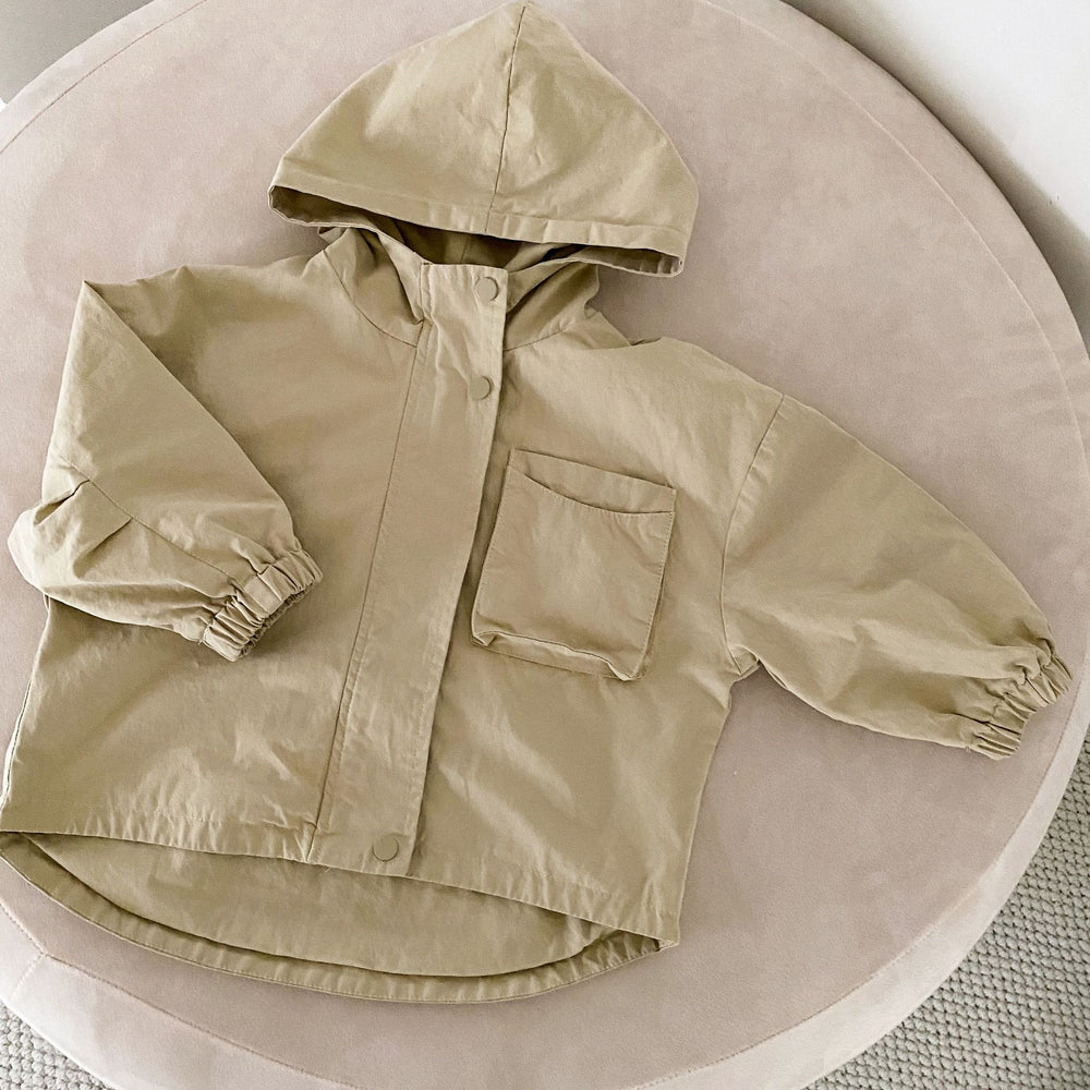 Windjack Parka - CozyShield Unisex, Beige/Bruin, Katoen, Maat 0-8 Jaar