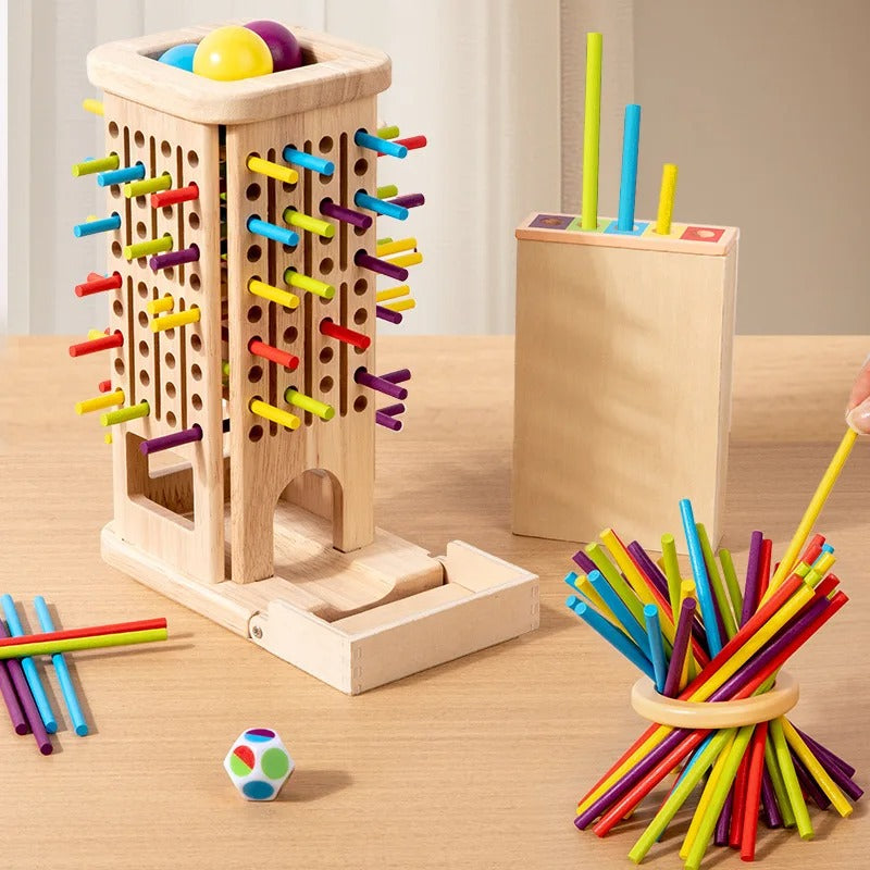 Montessori Houten Stokkentoren – Educatief Behendigheidsspel voor Kinderen vanaf 3 Jaar