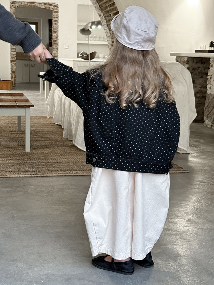 Spijkerjas met stippen – LittleTrend Meisjes, Zwart, Katoen,  Maat 1-8 Jaar