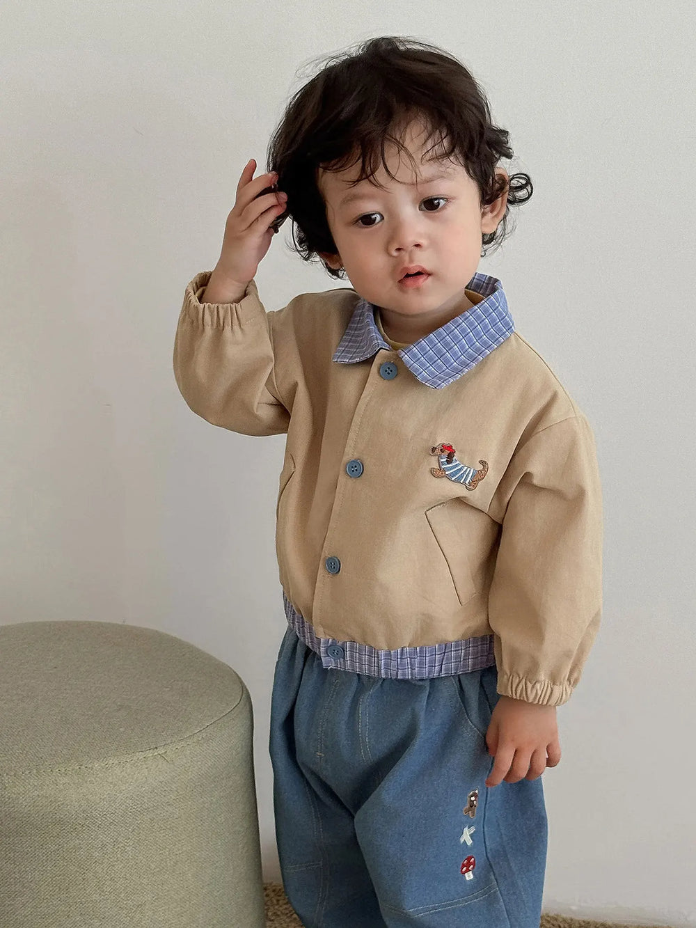 Casual Baby & Peuter Baseball Jasje – Herfst, Patchwork & Borduursels, Unisex