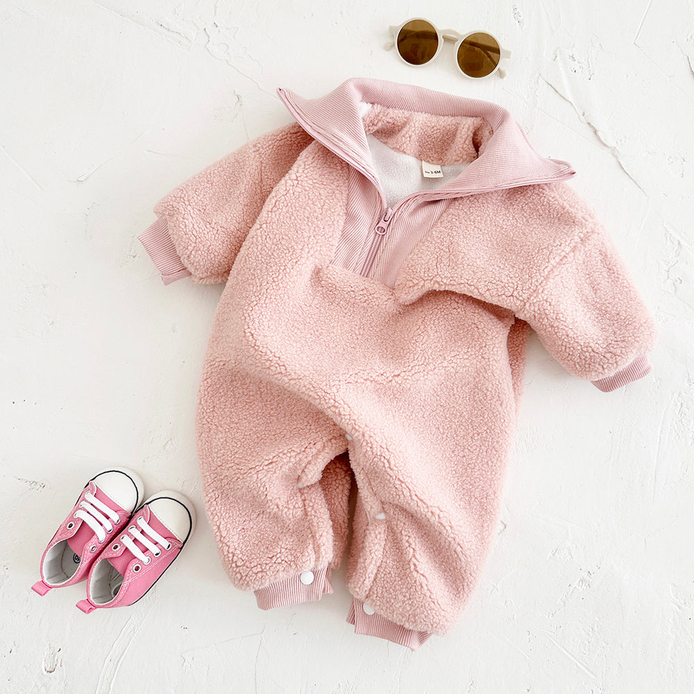 Jumpsuit/Overall van Fleece - Baby, Roze/Bruin, Katoen, Maat 0-2 Jaar-More For Mini