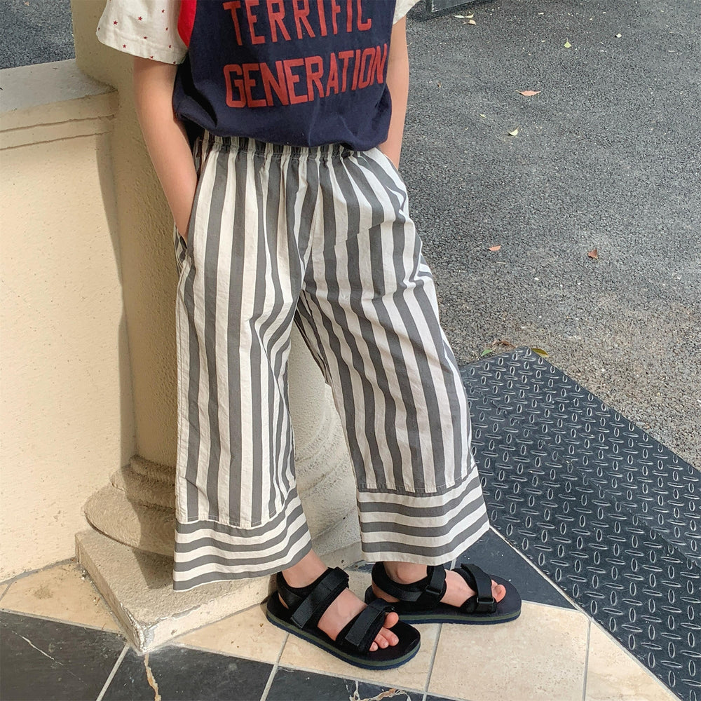 MiniMarin Kinderbroek 0–6 Jaar | Gestreepte Zomerbroek van Katoen | Meisjes met Elastiek