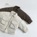 Donsjas met Polo kraag - Muziyouyou Jongens, Bruin/Wit, Polyester, Maat 0-6 Jaar-More For Mini