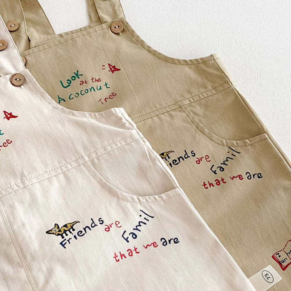 Tuinbroek met Palmbomen - Baby Peuter Kleuter Kinderen Playsuit, Beige/Bruin, Katoen, Maat 0-5 Jaar