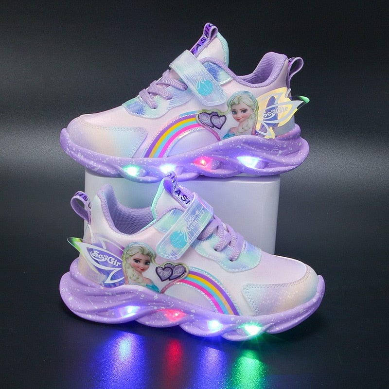 Rainbow Glitter LED Kindersneakers – Oplichtende Zool | Maat 22-35