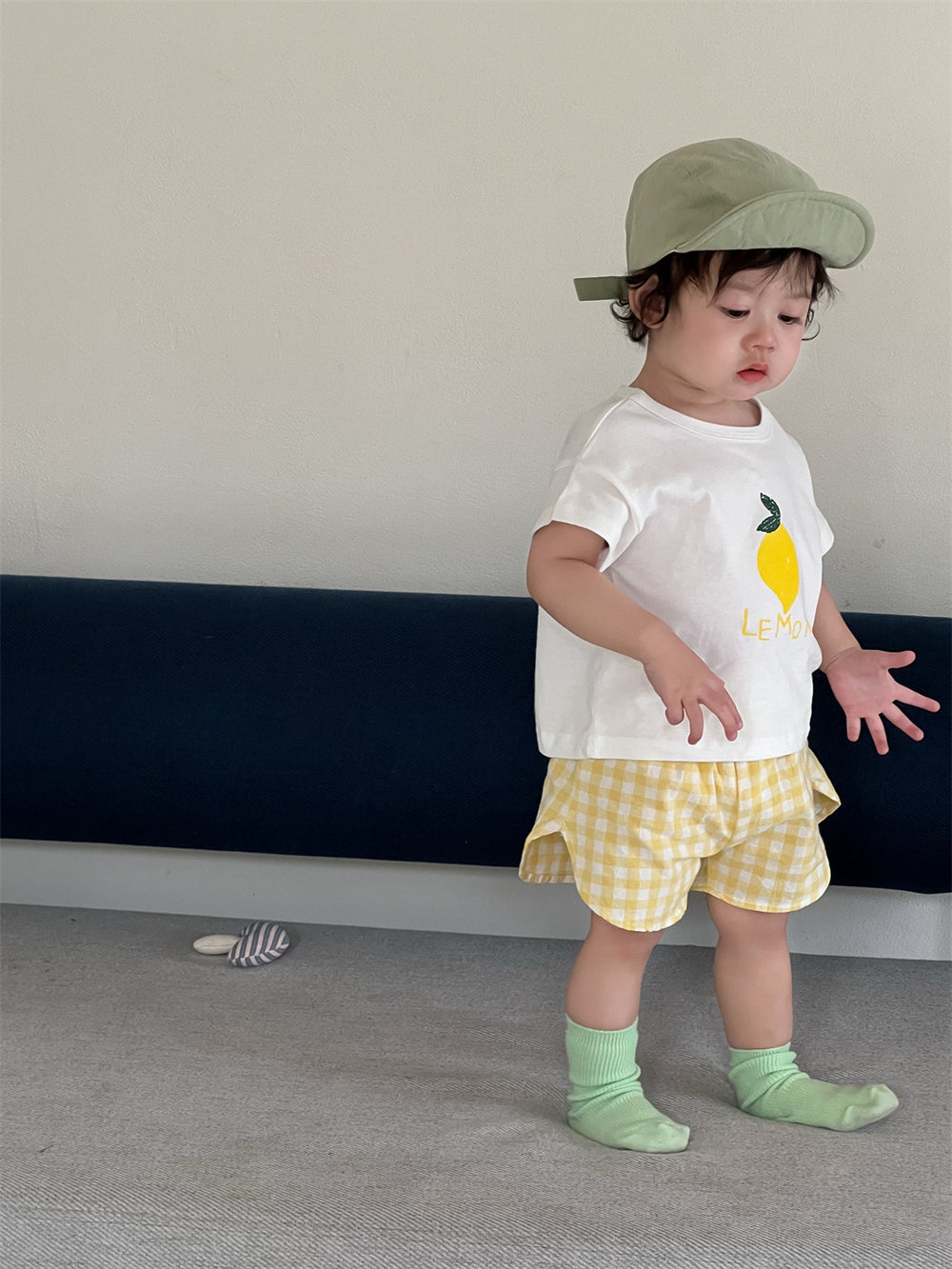 Petit Soleil Baby Zomerset – Citroen T-shirt + Geel Shortje – 100% Katoen – 0-3 Jaar – Zachte Baby Kleding Zomer Meisje/Jongen