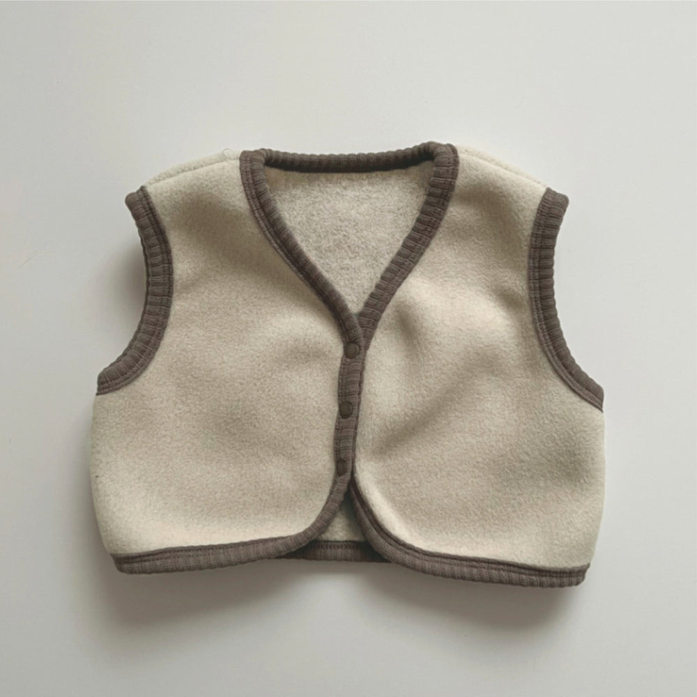 Bodywarmer met Fleece - Little Snug, Baby Unisex, Bruin/Beige, Katoen, Maat 0-2 Jaar