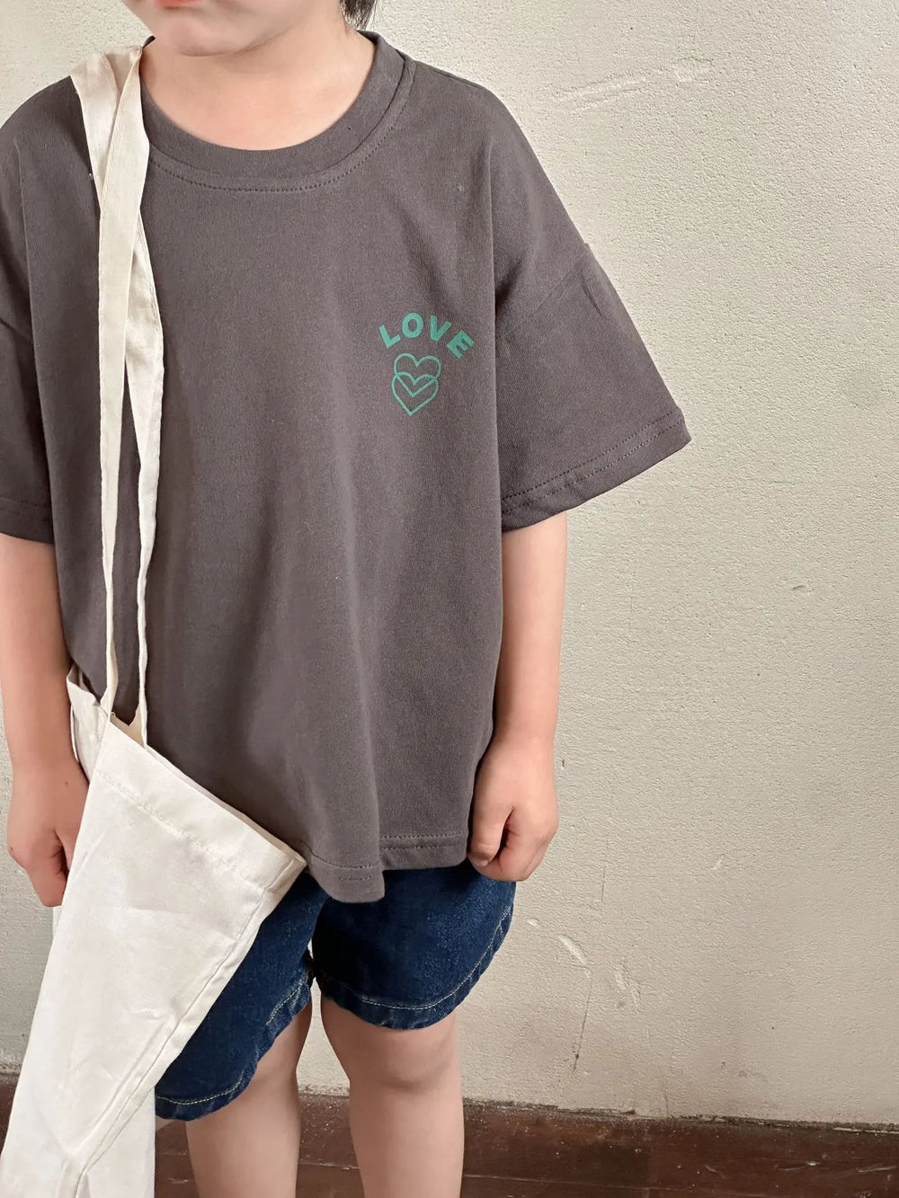 Oversized T-shirt – CozyLove Unisex, Grijs/Beige, Katoen, Maat 0-8 jaar