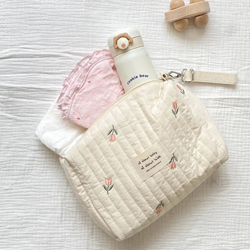 Mama Luiertas met Borduurprint – Compacte Baby Opbergtas met Rits