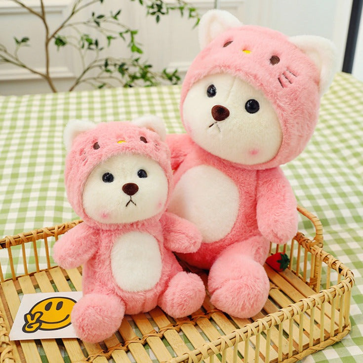 Pluche knuffelbeer 2-in-1 met afneembaar hoedje – zachte vulling, handwasbaar | teddybeer