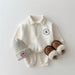 Set met Broek en Trui - Winter Luxe Jongens, Wit/Grijs/Blauw, Katoen, Maat 0-5 Jaar-More For Mini