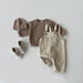 Tuinbroek met Ribbels - Unisex, Zwart/Bruin/Beige, Katoen, Maat 0-3 Jaar-More For Mini