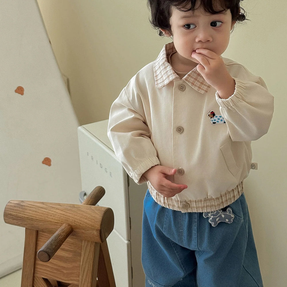 Casual Baby & Peuter Baseball Jasje – Herfst, Patchwork & Borduursels, Unisex