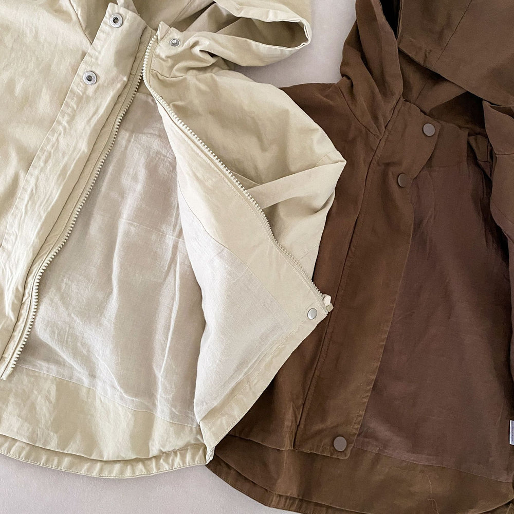 Windjack Parka - CozyShield Unisex, Beige/Bruin, Katoen, Maat 0-8 Jaar